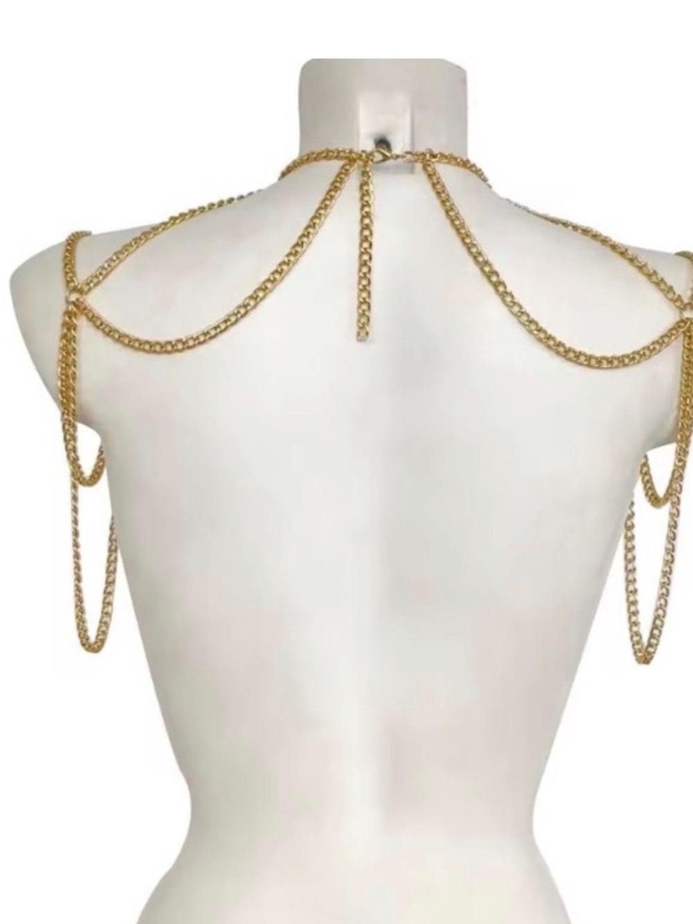Gold Draped Shoulder Chain Necklace - Picture 6 of 6